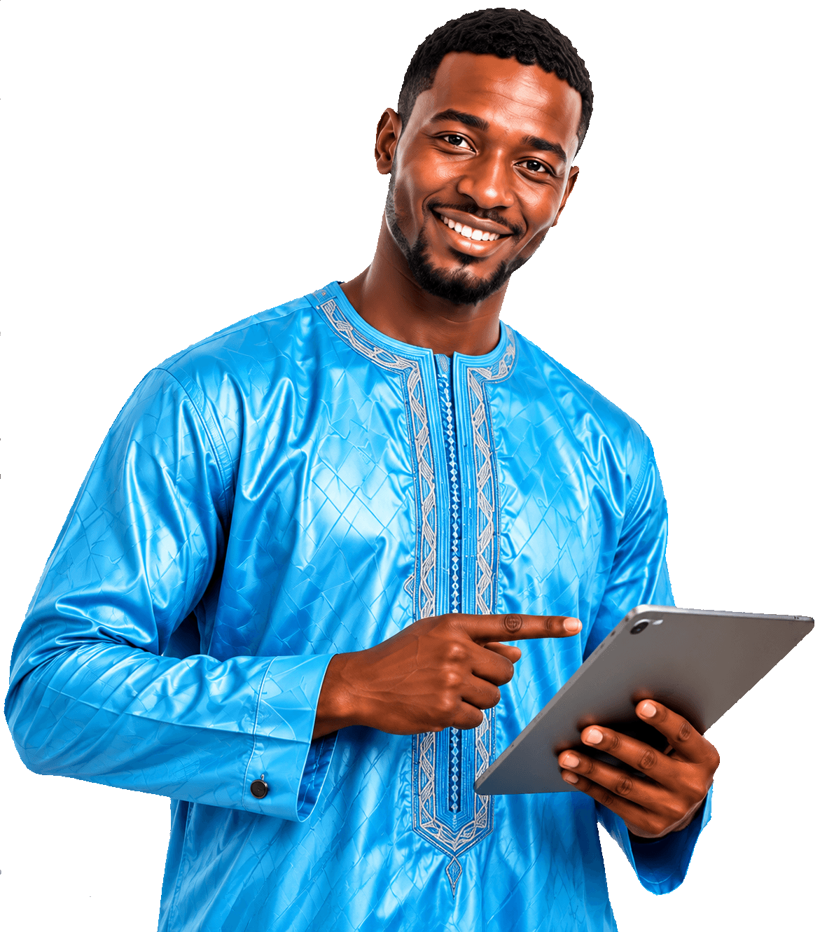 Coordinateur Digiacademy présentant la plateforme sur sa tablette
